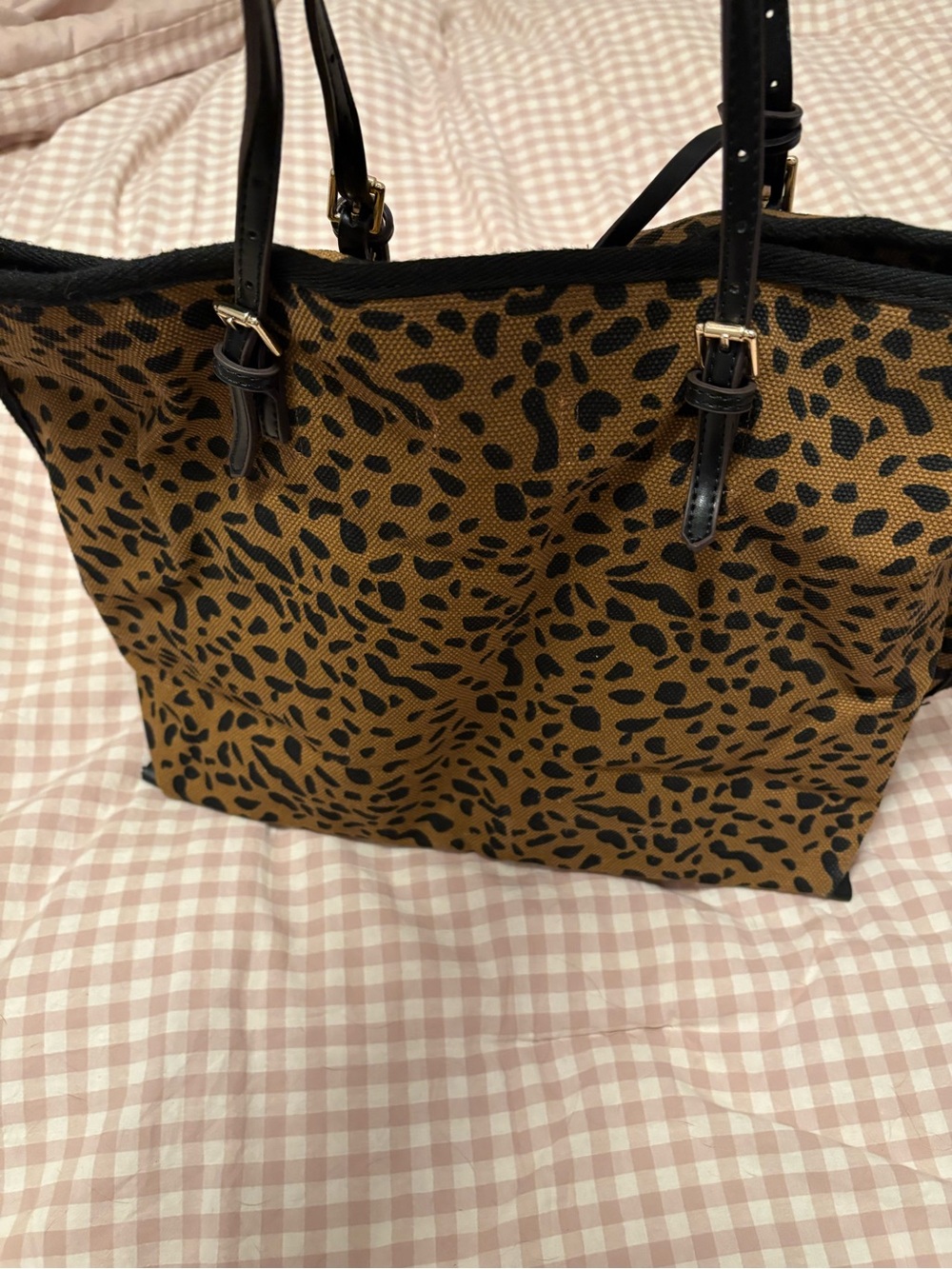 Anthropologie Women's Leopard Print Tote Bag in Brown and Black